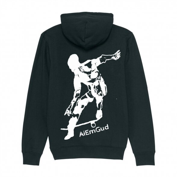 KIDS' AND TEENAGERS HOODIE SKATEBOARDER, black